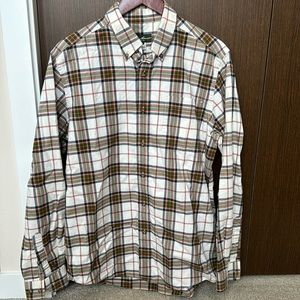 Eddie Bauer men’s button down vintage plaid size medium. Ivory/green/orange/navy